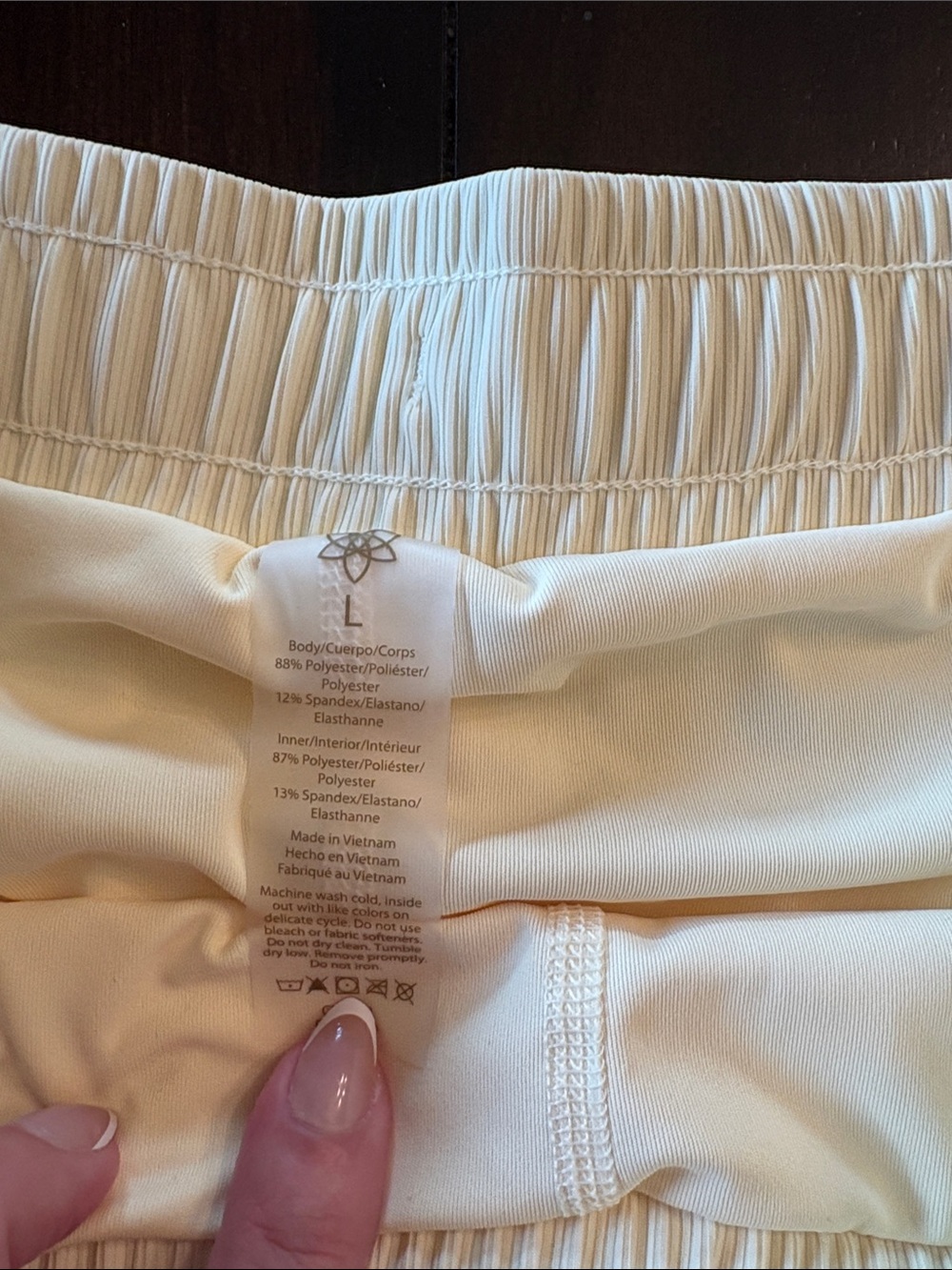 Light Yellow Ruffled Athletic Shorts with Drawstring - Picture 2 of 2